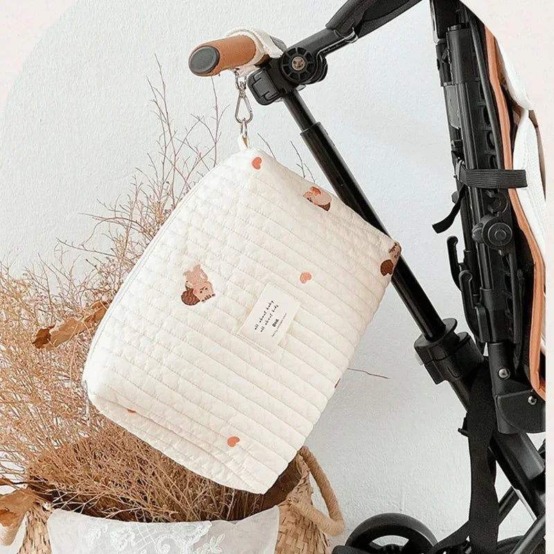 Portable Stroller Nappy Bag Quilted Baby Diaper Caddy Organizer