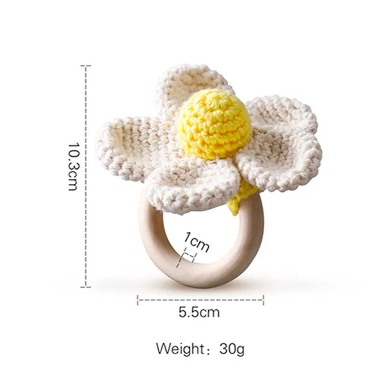 +More Colors - 1pc Baby Crochet Wood Rattle Toy