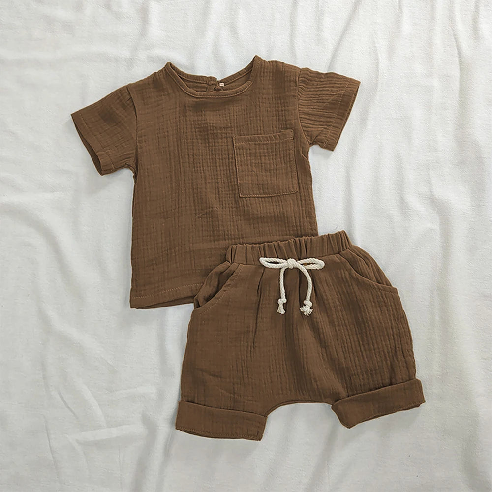 Organic Cotton Baby Clothes Set Summer Casual Tops Shorts for Boys Girls Baby Essentials