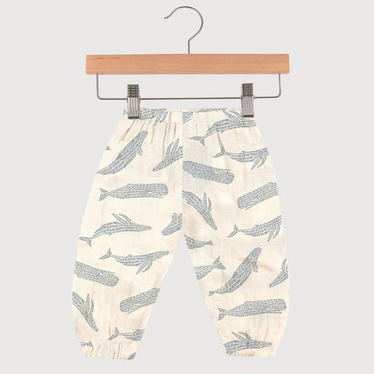 Blue Shadow Whales Bamboo Newcastle Mini Pants