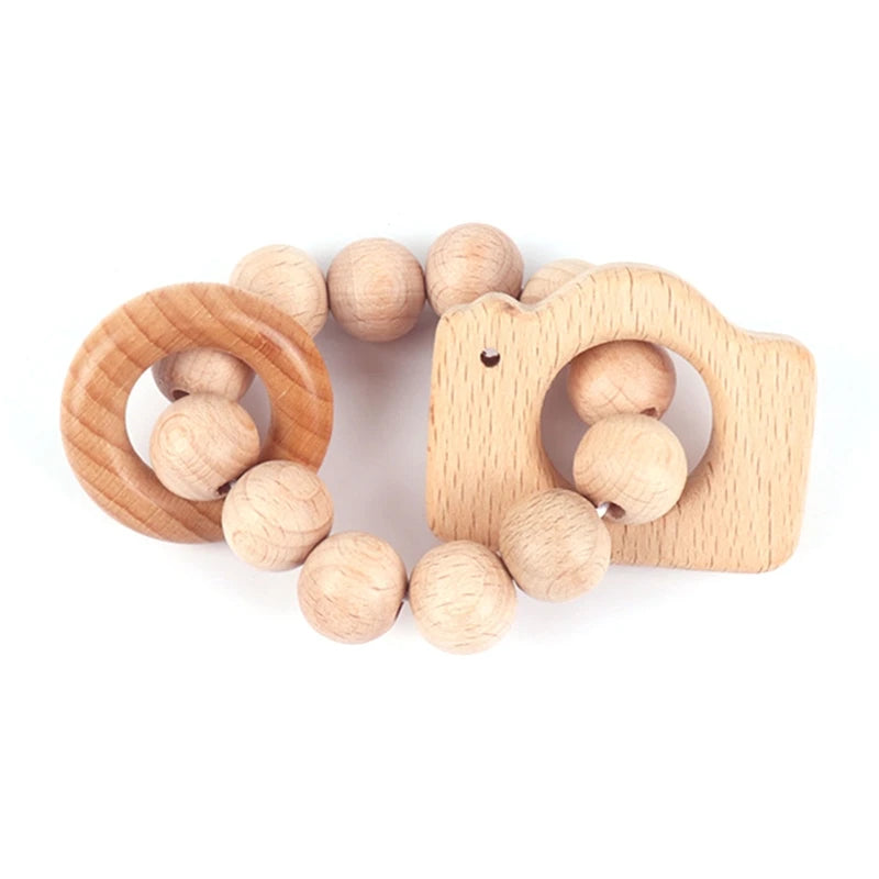 BPA Free Silicone Beads Baby Teether Baby Beech Wooden Avocado
