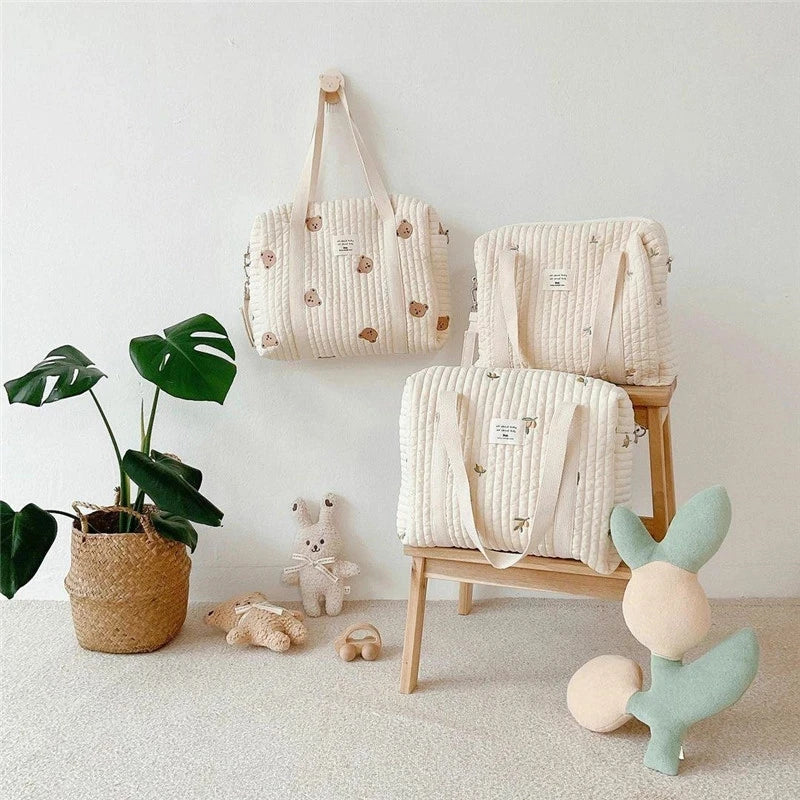 Baby Care Diaper Bag Mommy Shoulder Bag Embroidery Quilted