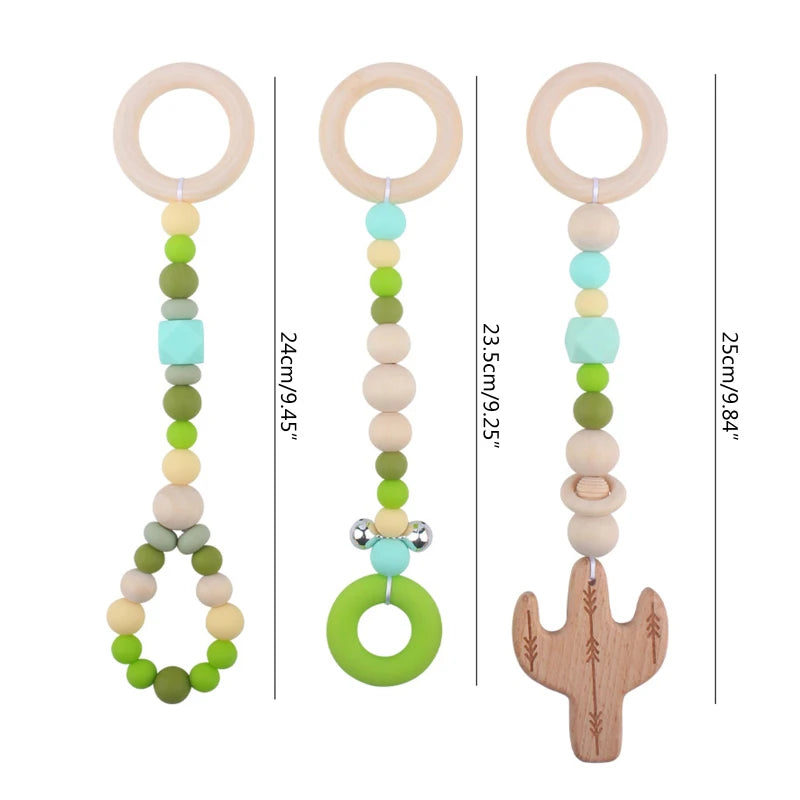 +More Colors - 3-4Pcs Set Knitted Nordic Cartoon Baby Wooden Rabbit Ear Toy (Only)