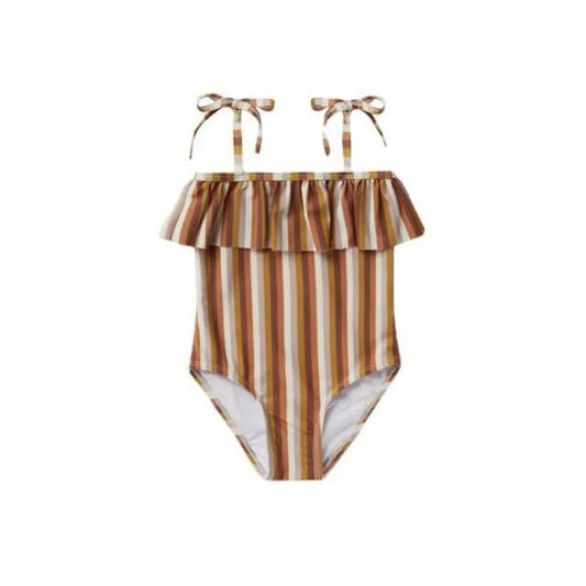 Baby & Toddler Girls Rust Striped One-Piece Swimsuit – Chic Beach & Pool Swimwear