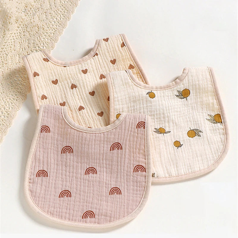 Cotton Gauze Baby Bibs Solid Color