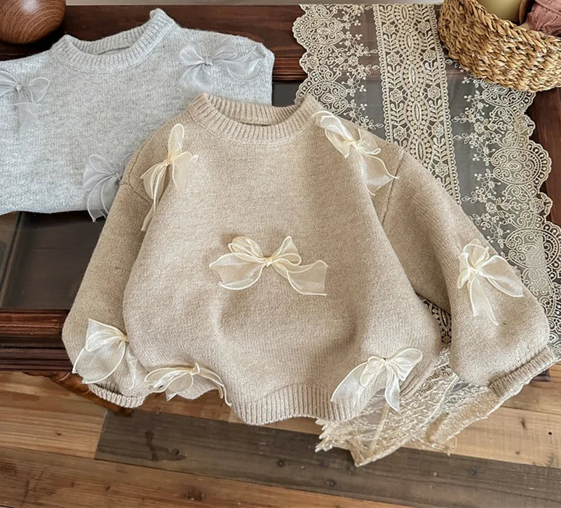 +More Colors - Baby Girl Princess Cotton Knitted Sweater Bow