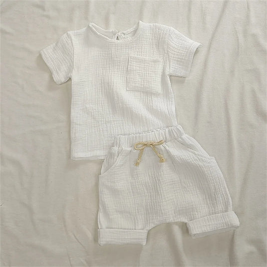 Organic Cotton Baby Clothes Set Summer Casual Tops Shorts for Boys Girls Baby Essentials  