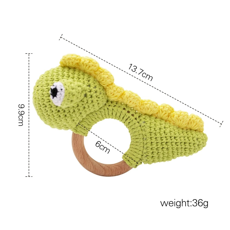 +More Colors - 1pc Baby Crochet Wood Rattle Toy