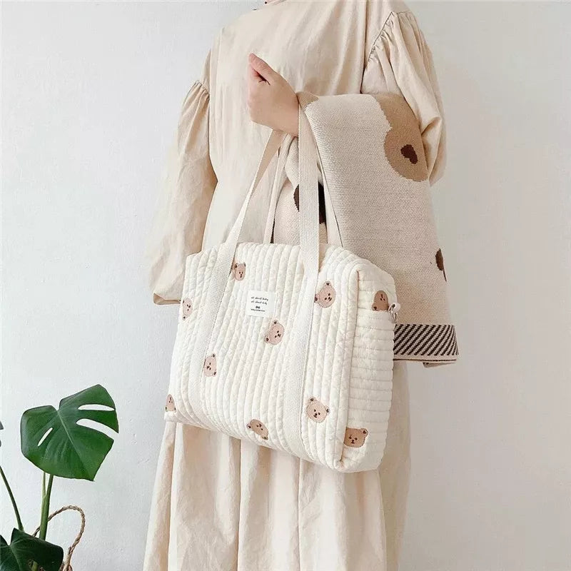 Baby Care Diaper Bag Mommy Shoulder Bag Embroidery Quilted