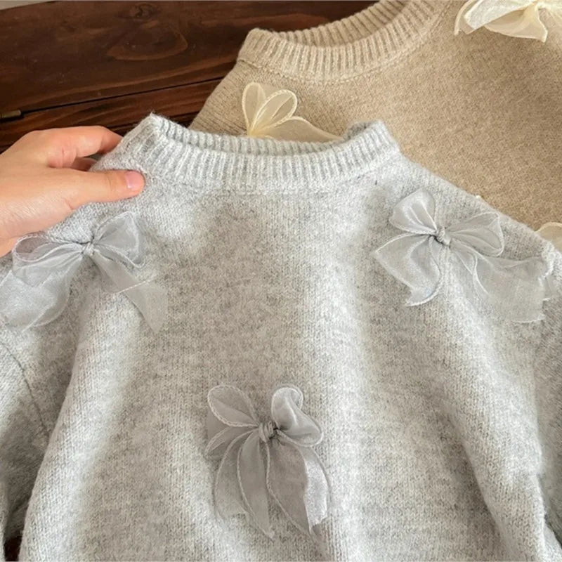 +More Colors - Baby Girl Princess Cotton Knitted Sweater Bow