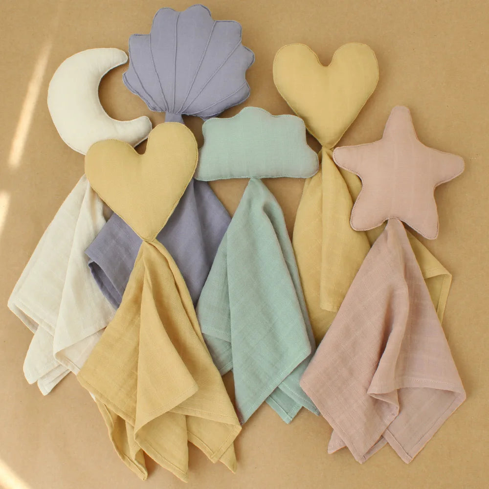 New Born Soothe Appease Towel 100% Organic Cotton Moon Star Baby Blanket Comforter Lovely Muslin Security Blanket