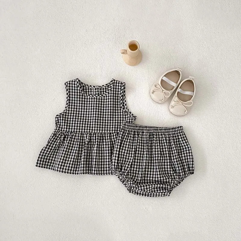 Summer Girls Linen Baby Clothes Set - Top & Bottom Only