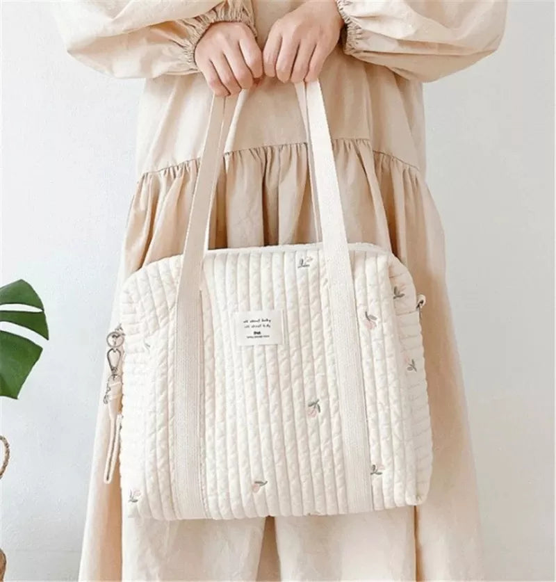 Baby Care Diaper Bag Mommy Shoulder Bag Embroidery Quilted