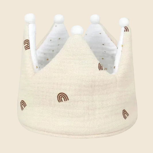 Soft cotton baby birthday hat crown – adjustable unisex toddler party crown hat  
