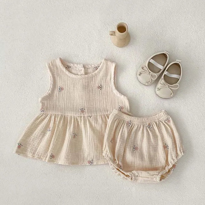 Summer Girls Linen Baby Clothes Set