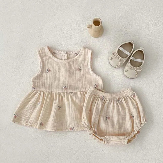 Summer Girls Linen Baby Clothes Set
