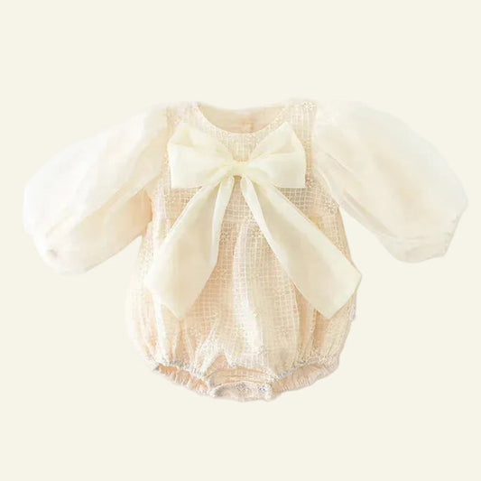 “cotton baby girls puff sleeve toddler outfit soft breathable clothes”