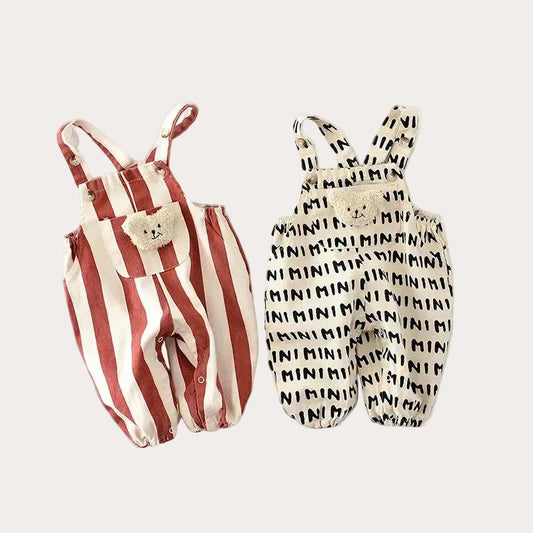 striped baby romper with bear doll infant one-piece outfits